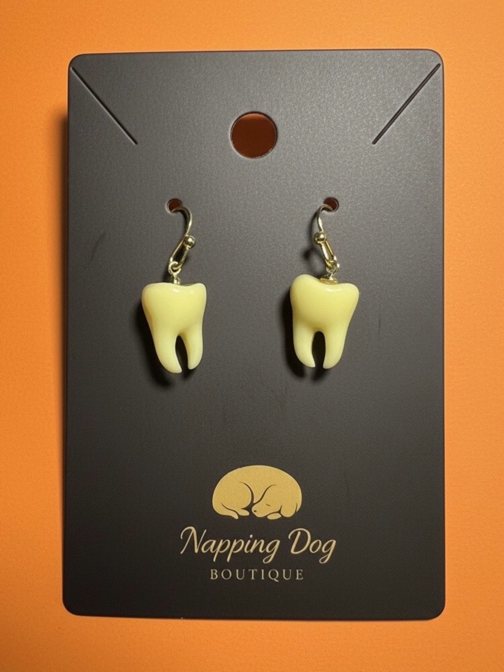 Cream Tooth Dangle Earrings